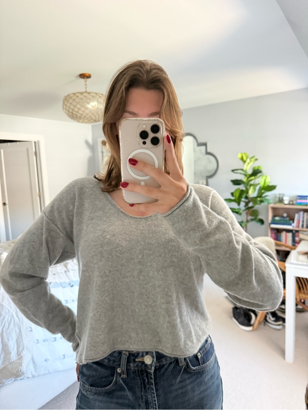 Free People Light Gray Cashmere Sweater